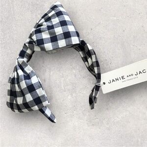 Janie and Jack Navy and White Checkered Bow Headband
